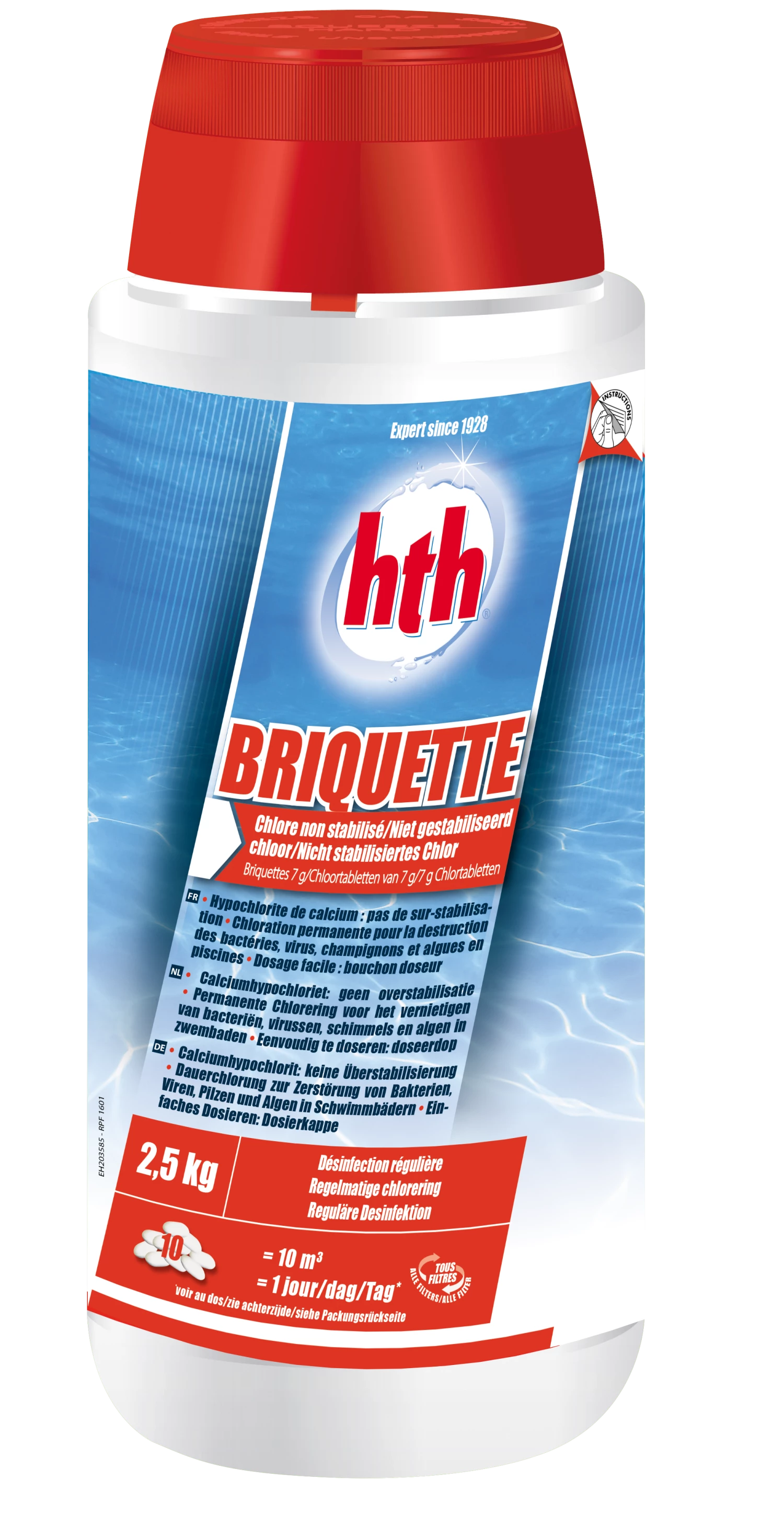 Briquettes de Chlore Non Stabilisé HTH pour Piscine - Traitement Efficace 1 Briquettes de Chlore Non Stabilisé HTH pour Piscine - Traitement Efficace